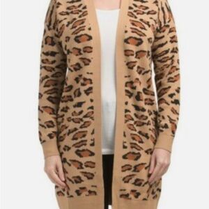 Splendid Animal Print Tan Cardigan